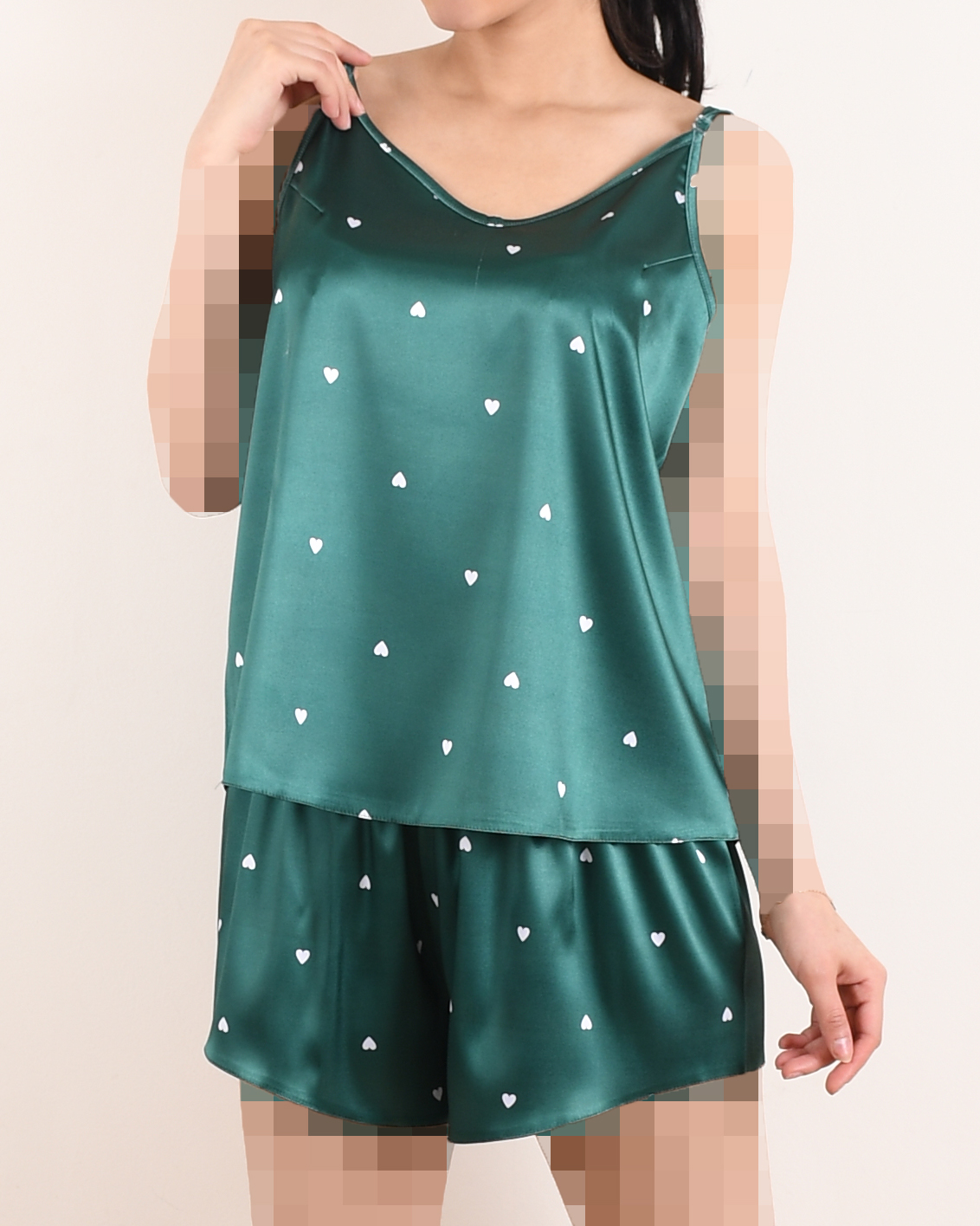 لباس خواب ساتن طرح دار C00376