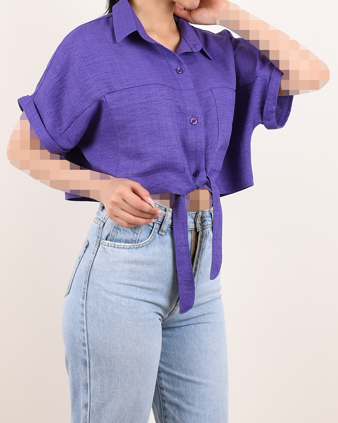 شومیز کراپ جلو گره ای C00418