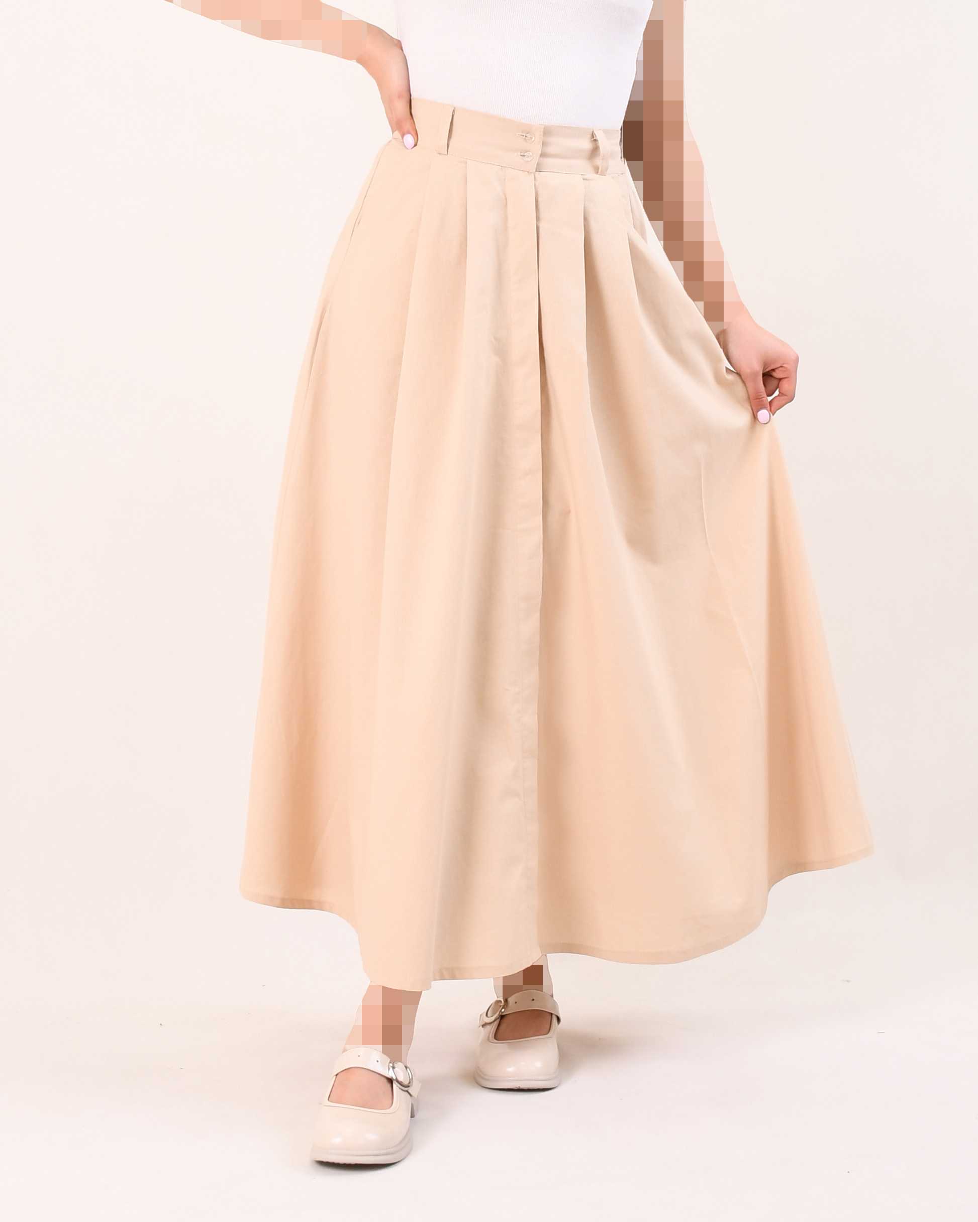 دامن لینن تمام دکمه C00487