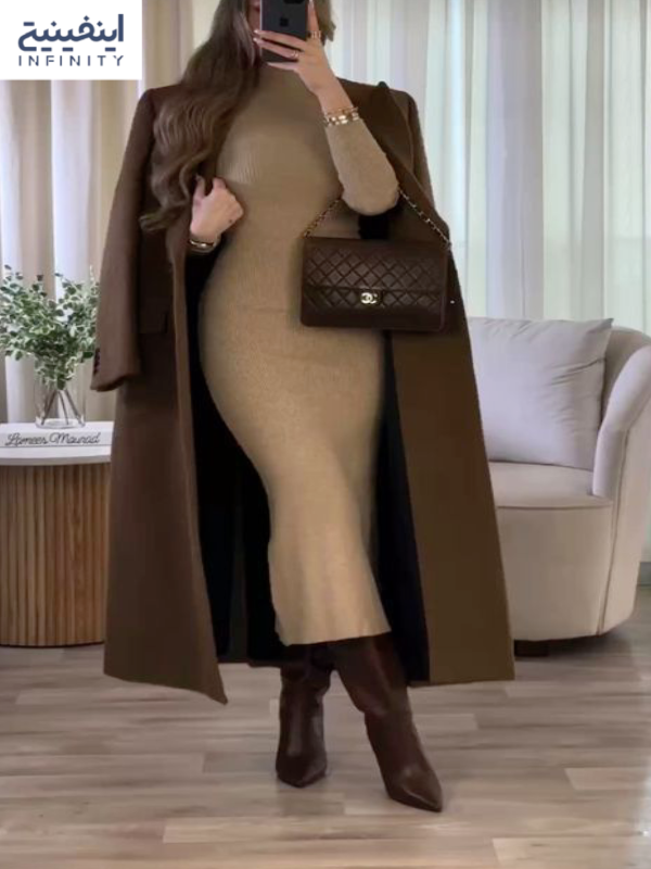 استایل مهمانی با مانتو قهوه‌ای