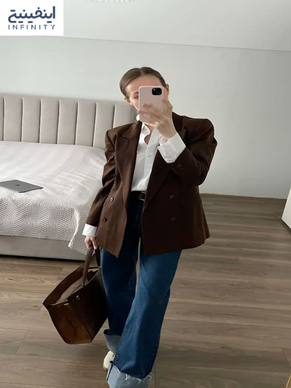 ست کردن مانتو قهوه‌ای در بهار