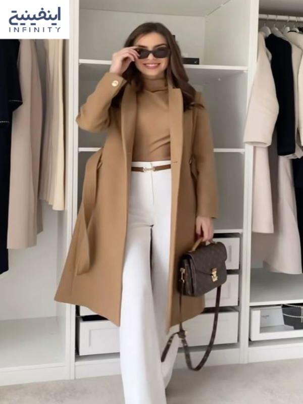 ست با رنگ_های خنثی مانتو قهوه ای