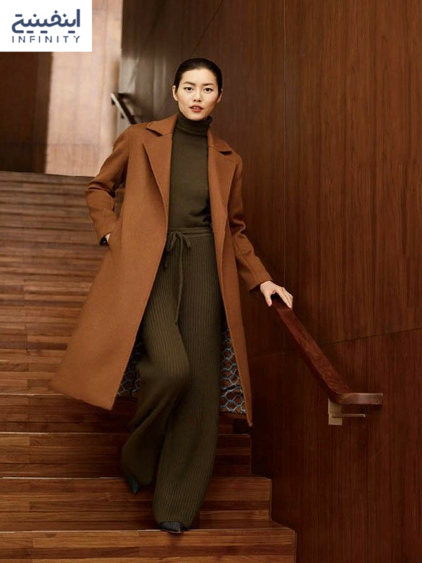 ست با رنگ_های سرد مانتو قهوه ای