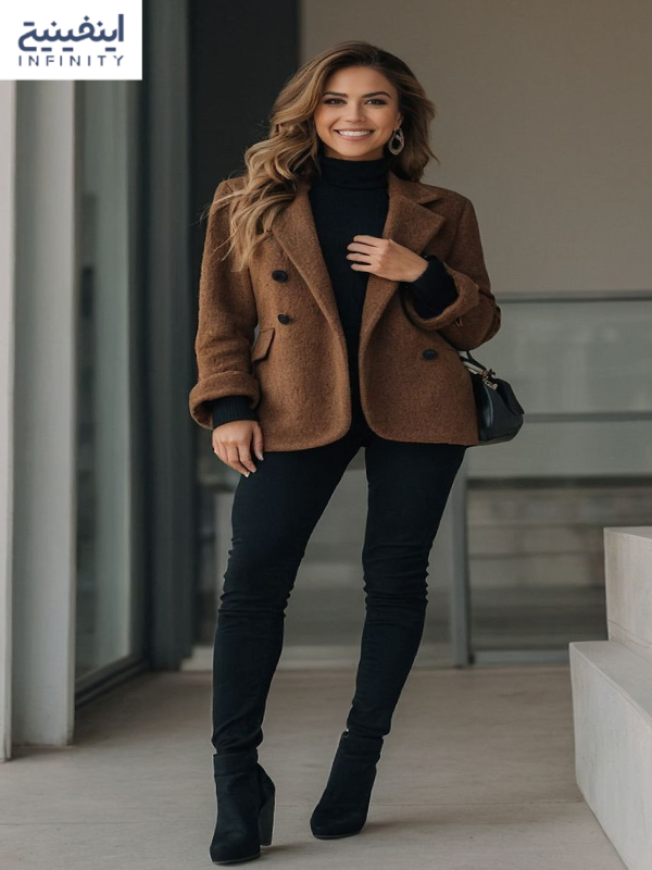 ست کردن مانتو پشم قهوه_ای