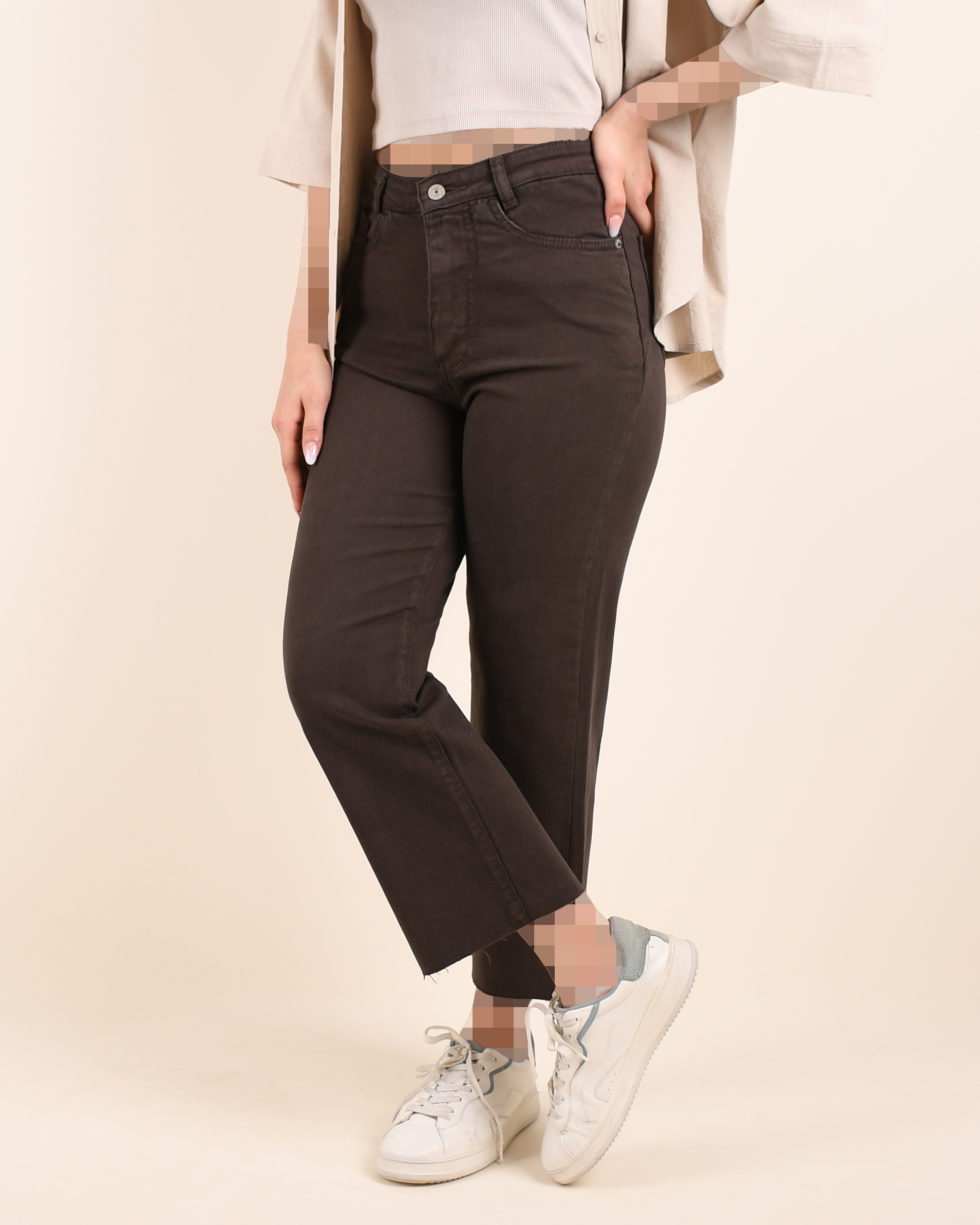 شلوار کتان پایین کات C00529