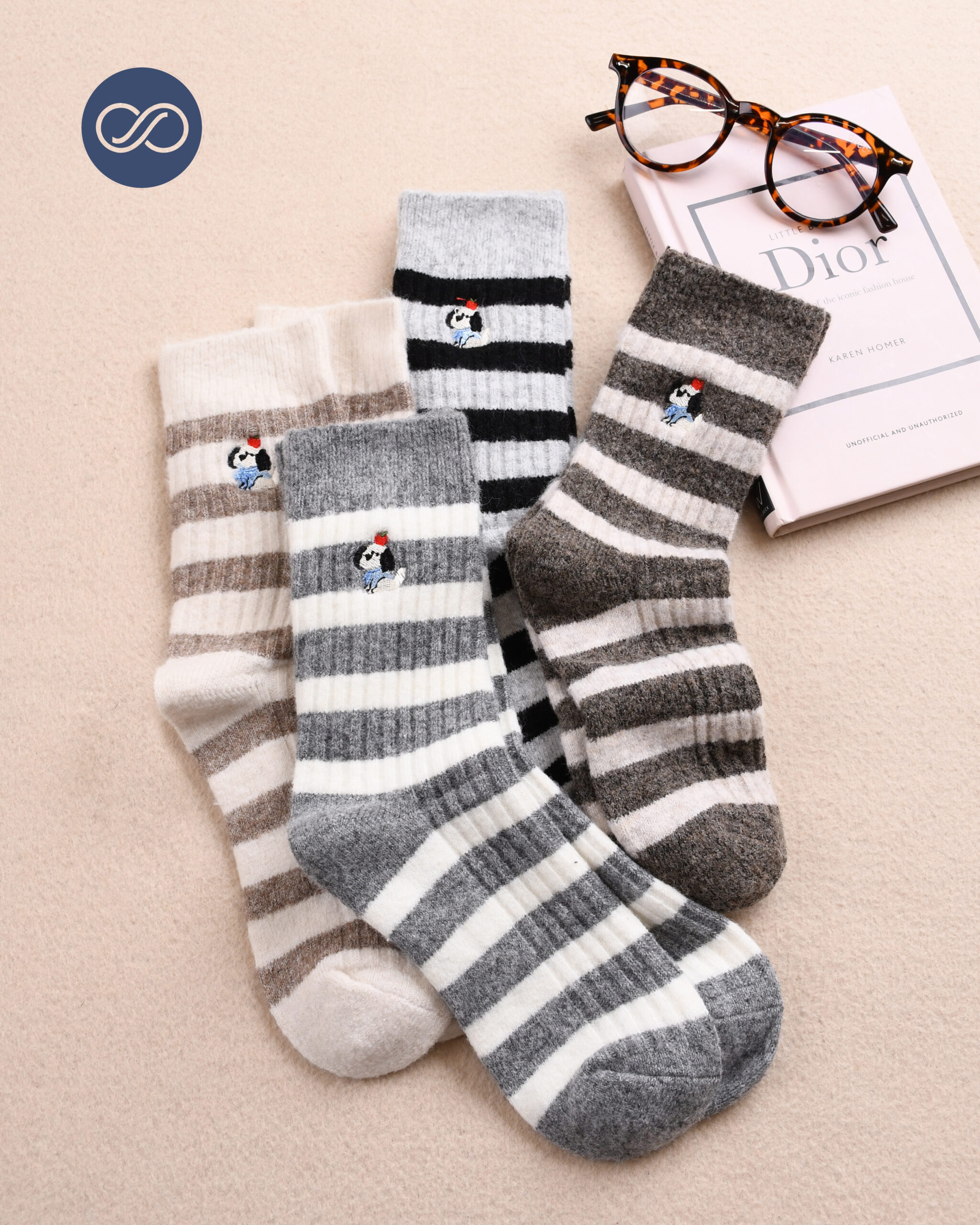 جوراب پشمی راه راه 000688