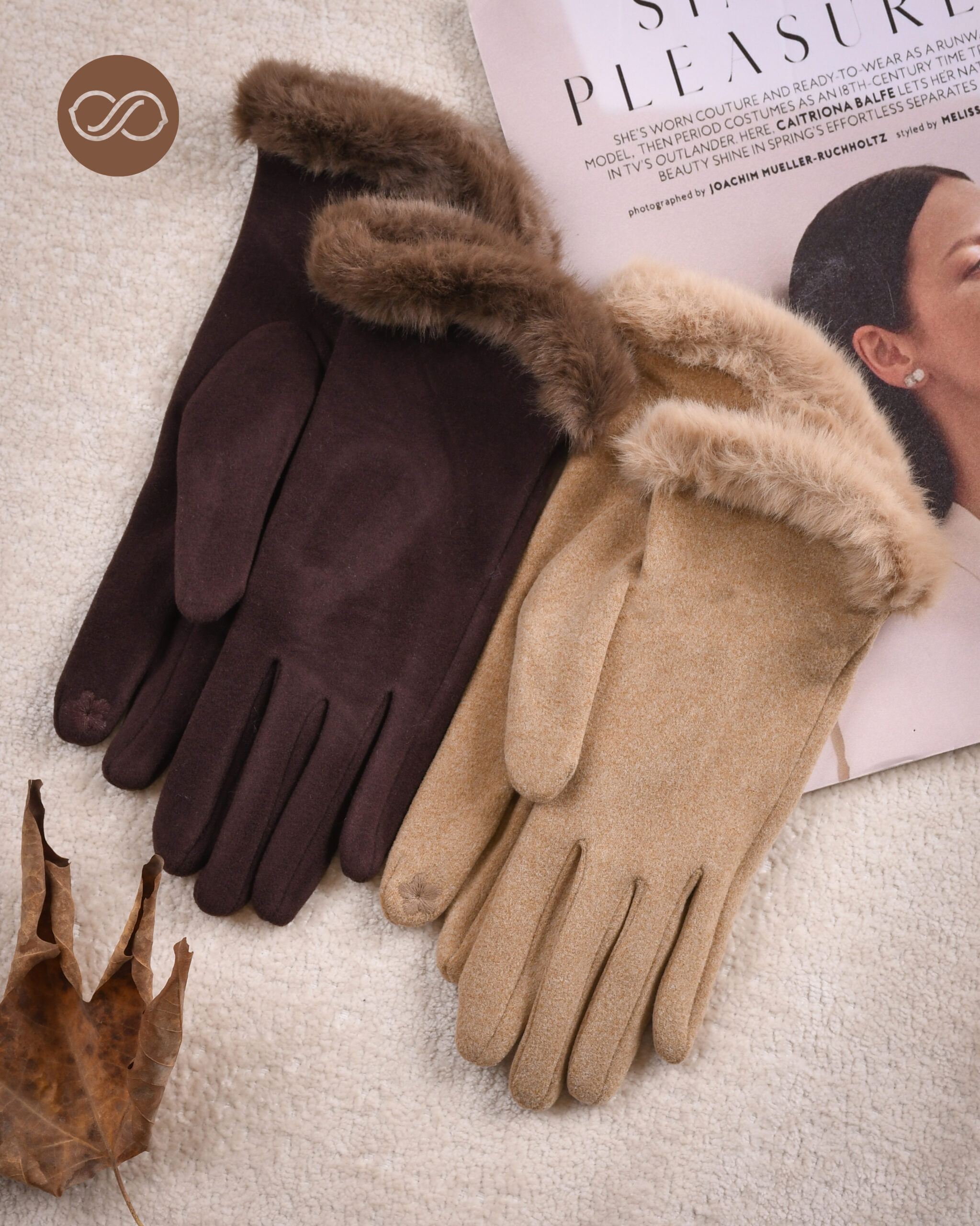 دستکش خزدار ساده S00707