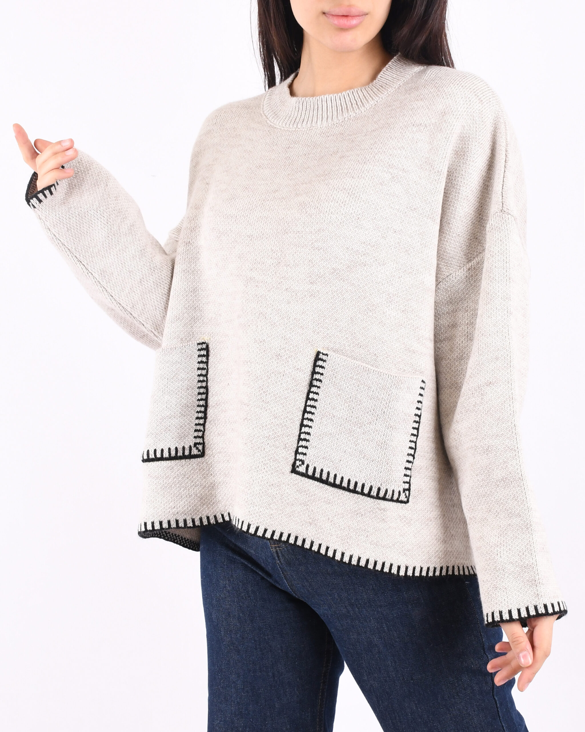 بافت یقه گرد جیب دار P0027