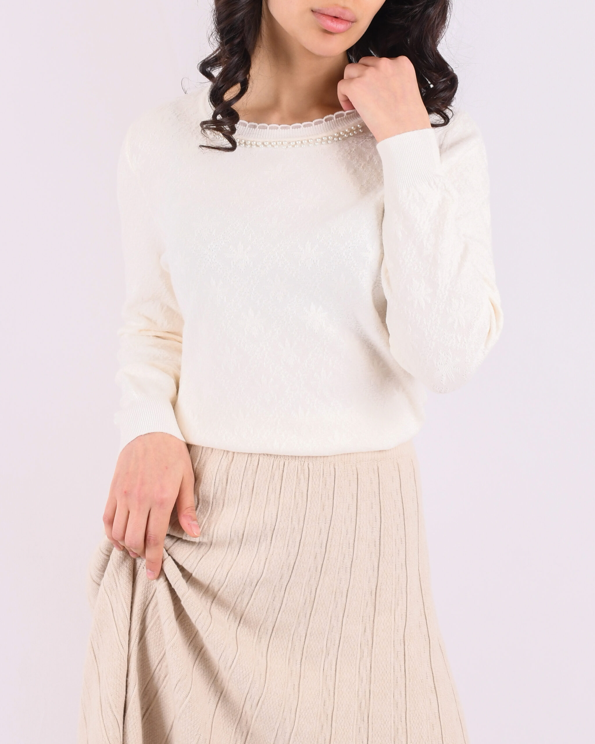 بلوز بافت یقه مرواریدی L00292