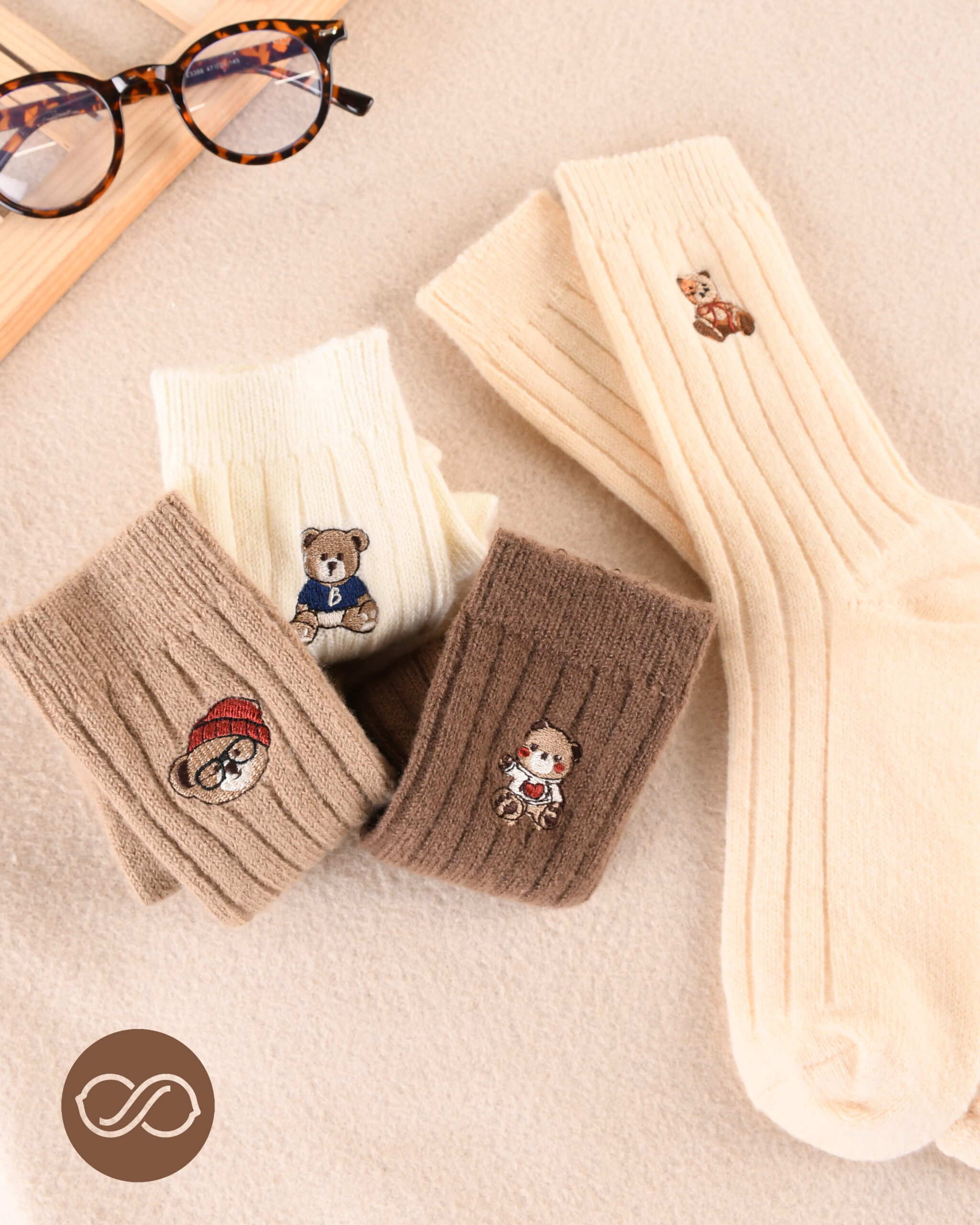 جوراب گلدوزی خرسی 000800