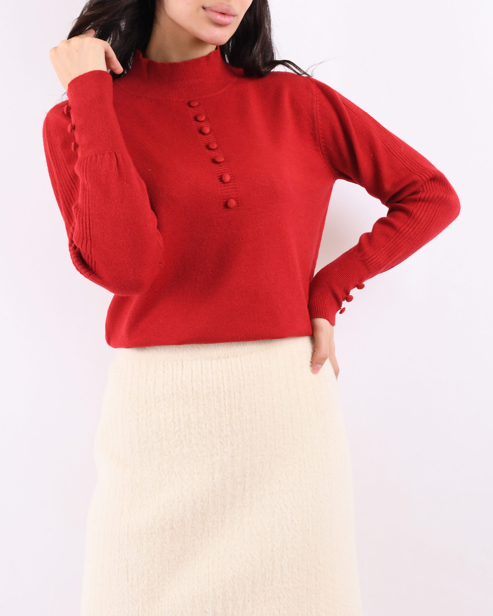 بلوز بافت سرآستین دکمه L00144