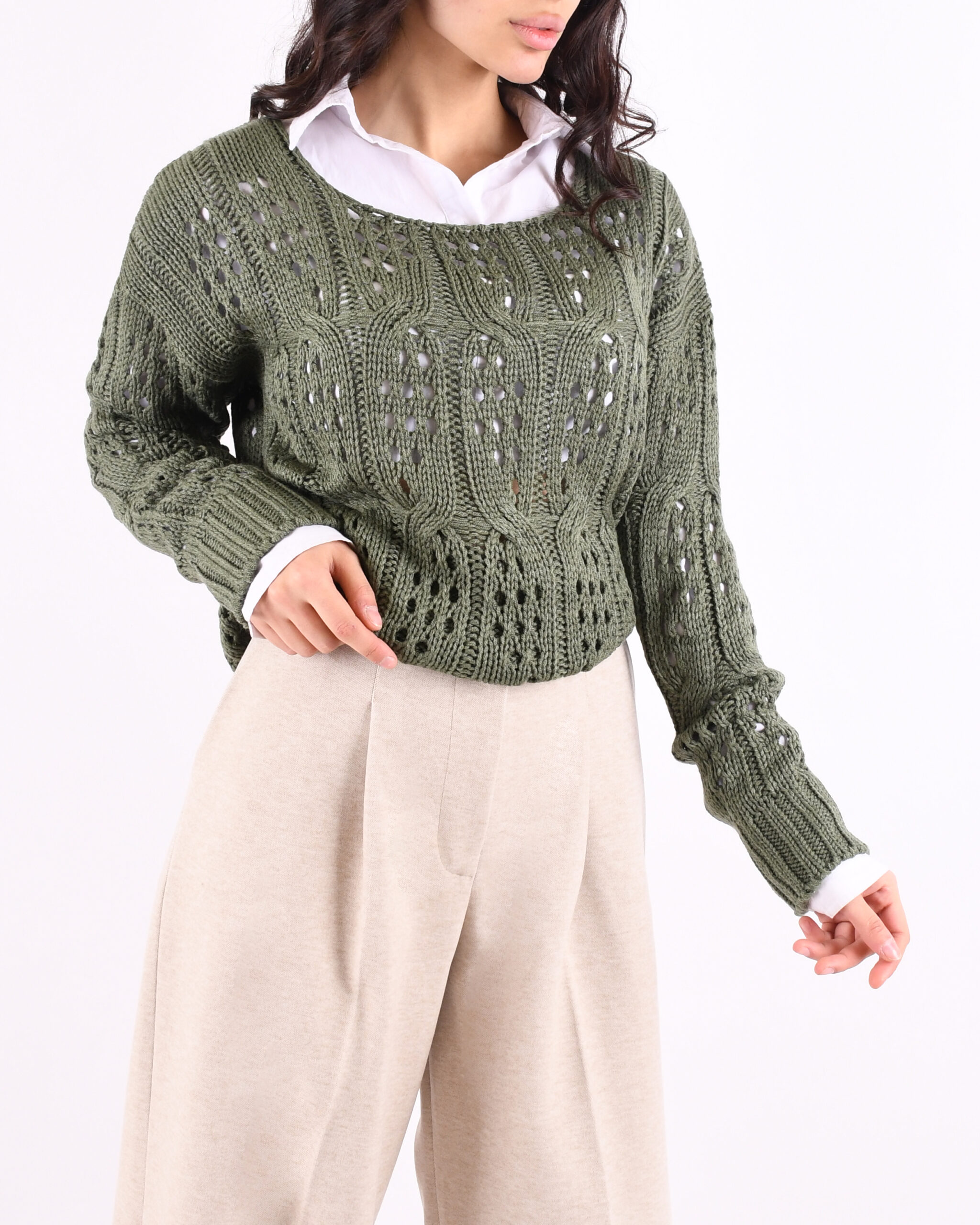 پلیور قلاب بافی L00203