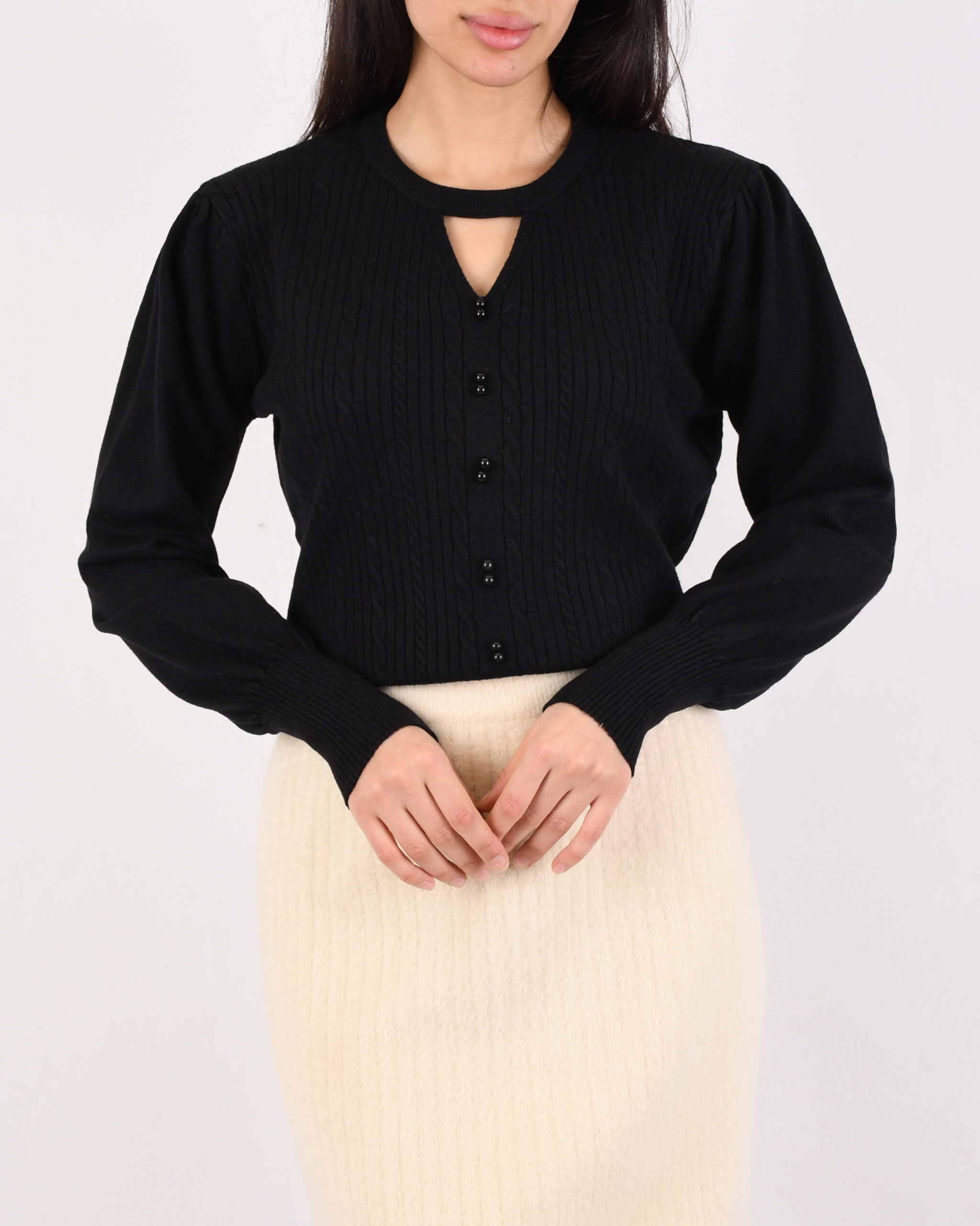 بلوز بافت سرشونه پفی L00403