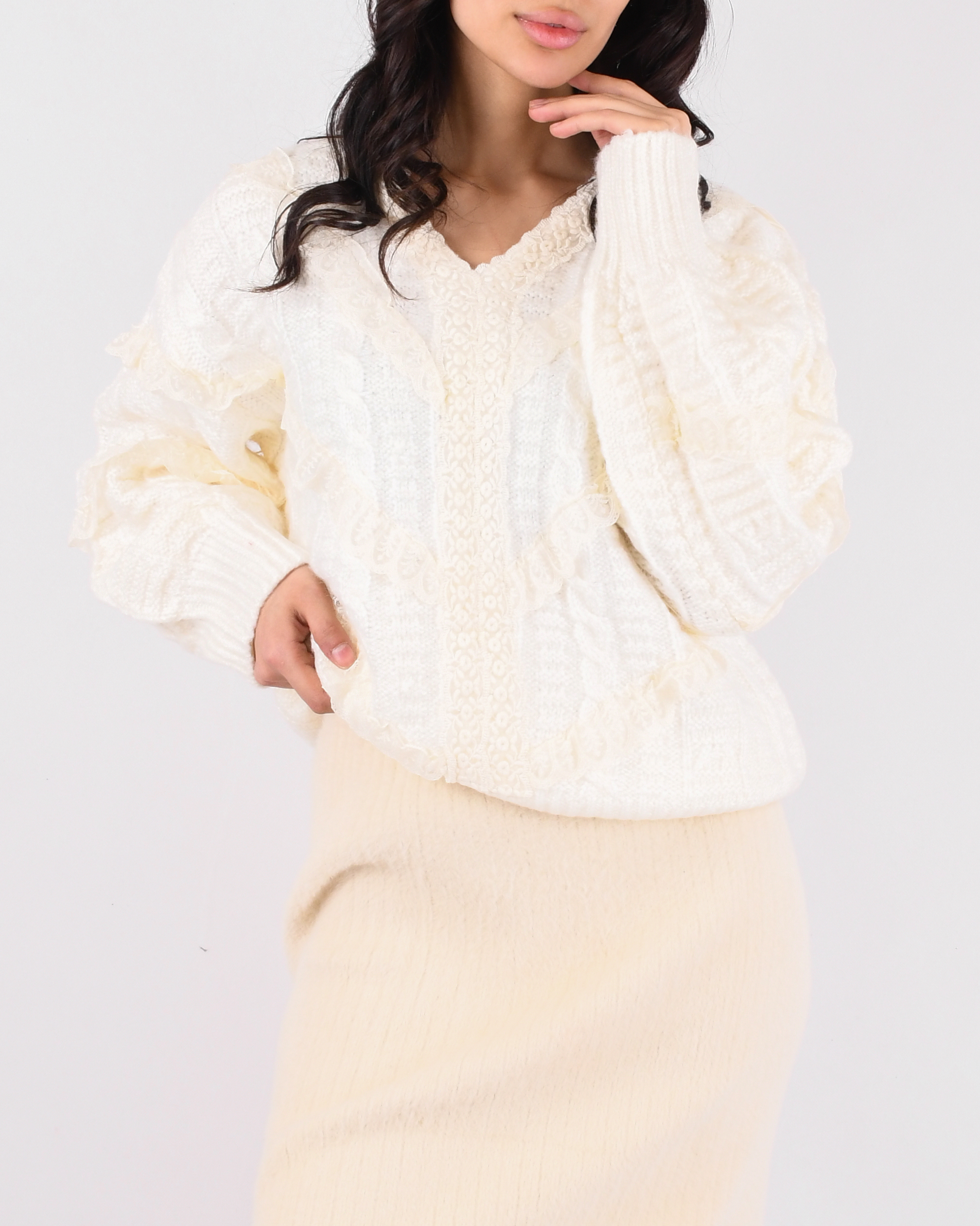 پلیور یقه گیپور L00307