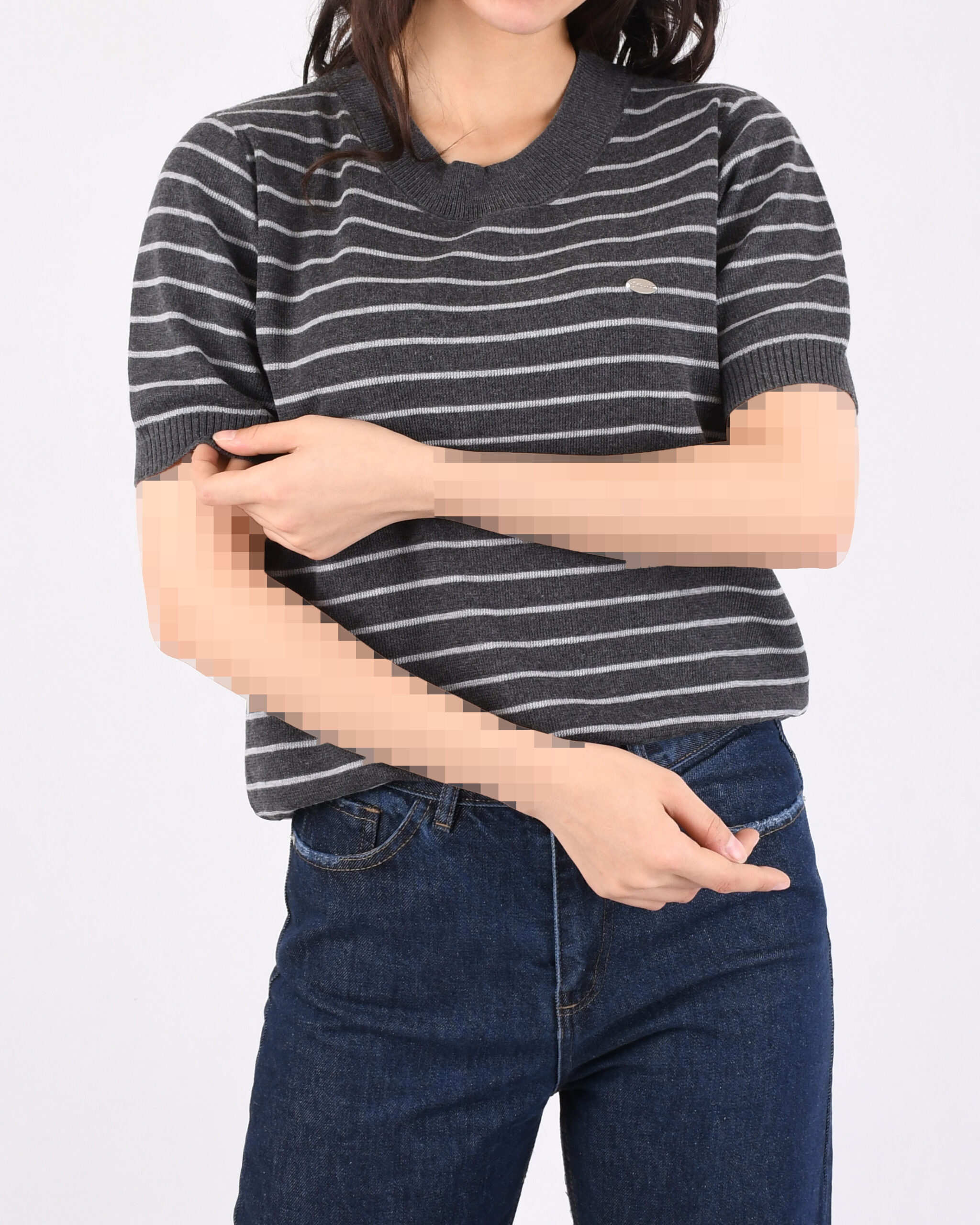 بافت آستین کوتاه راه راه L00322