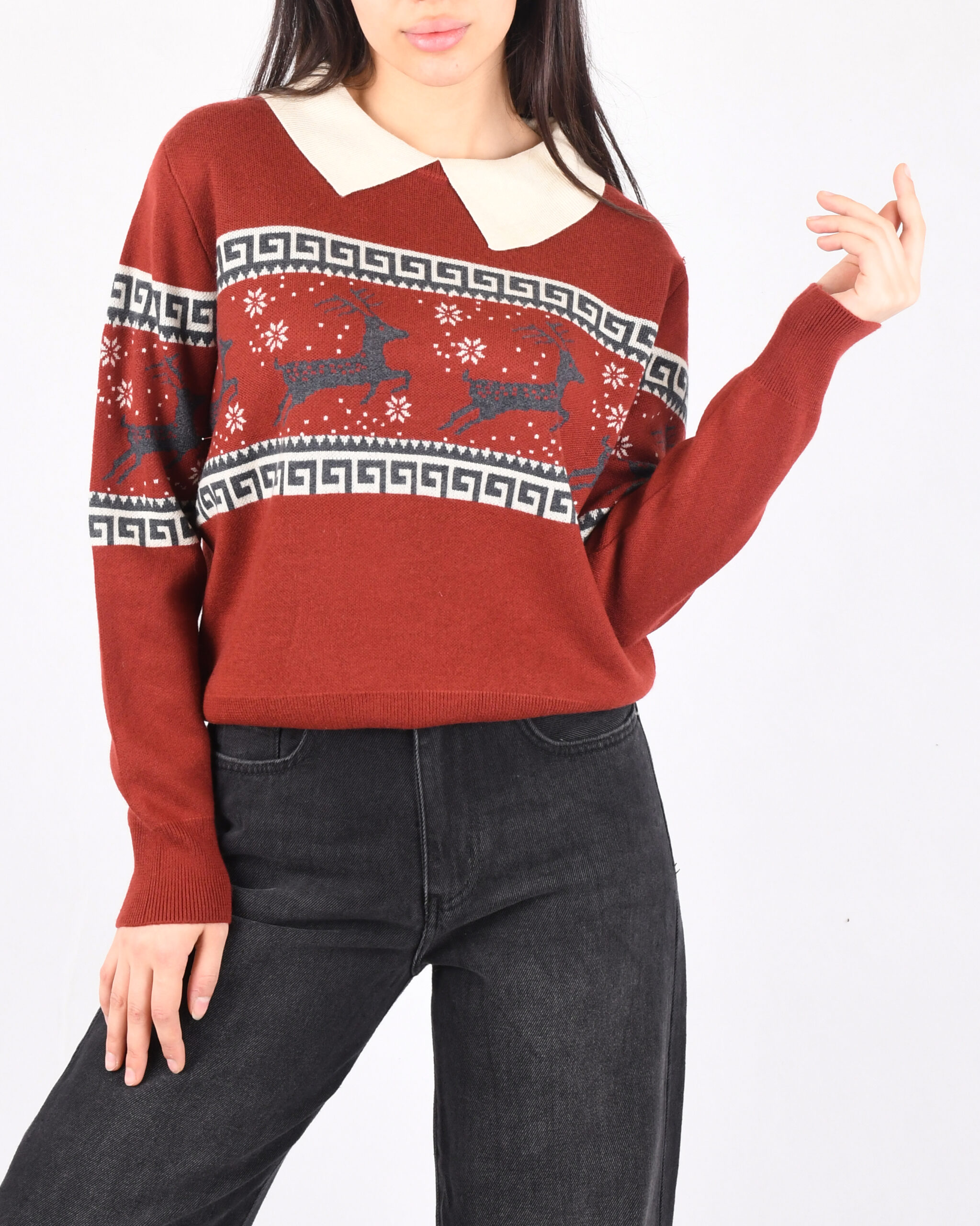 بافت طرحدار یقه دار L00378