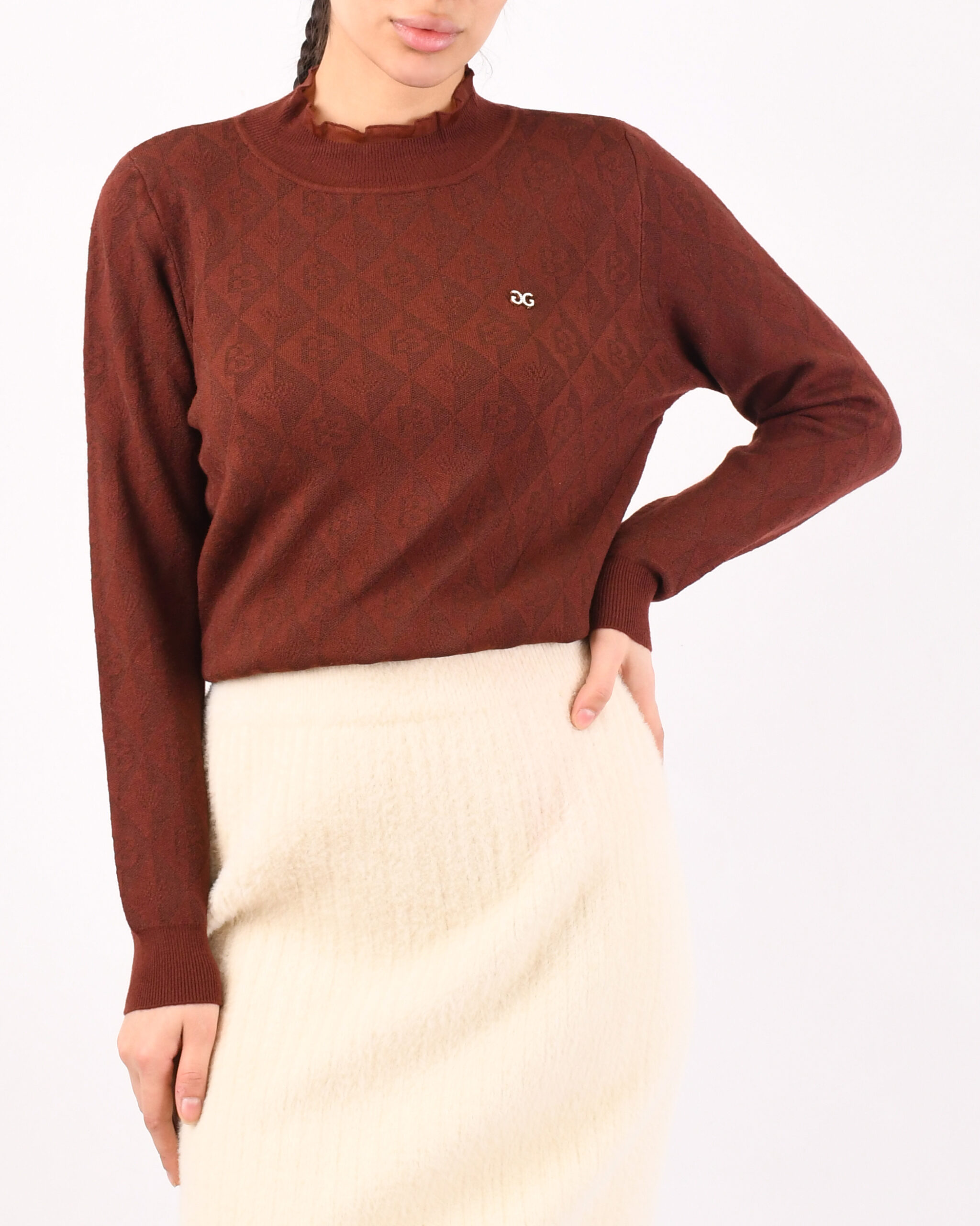 بلوز بافت طرح لوزی L00401