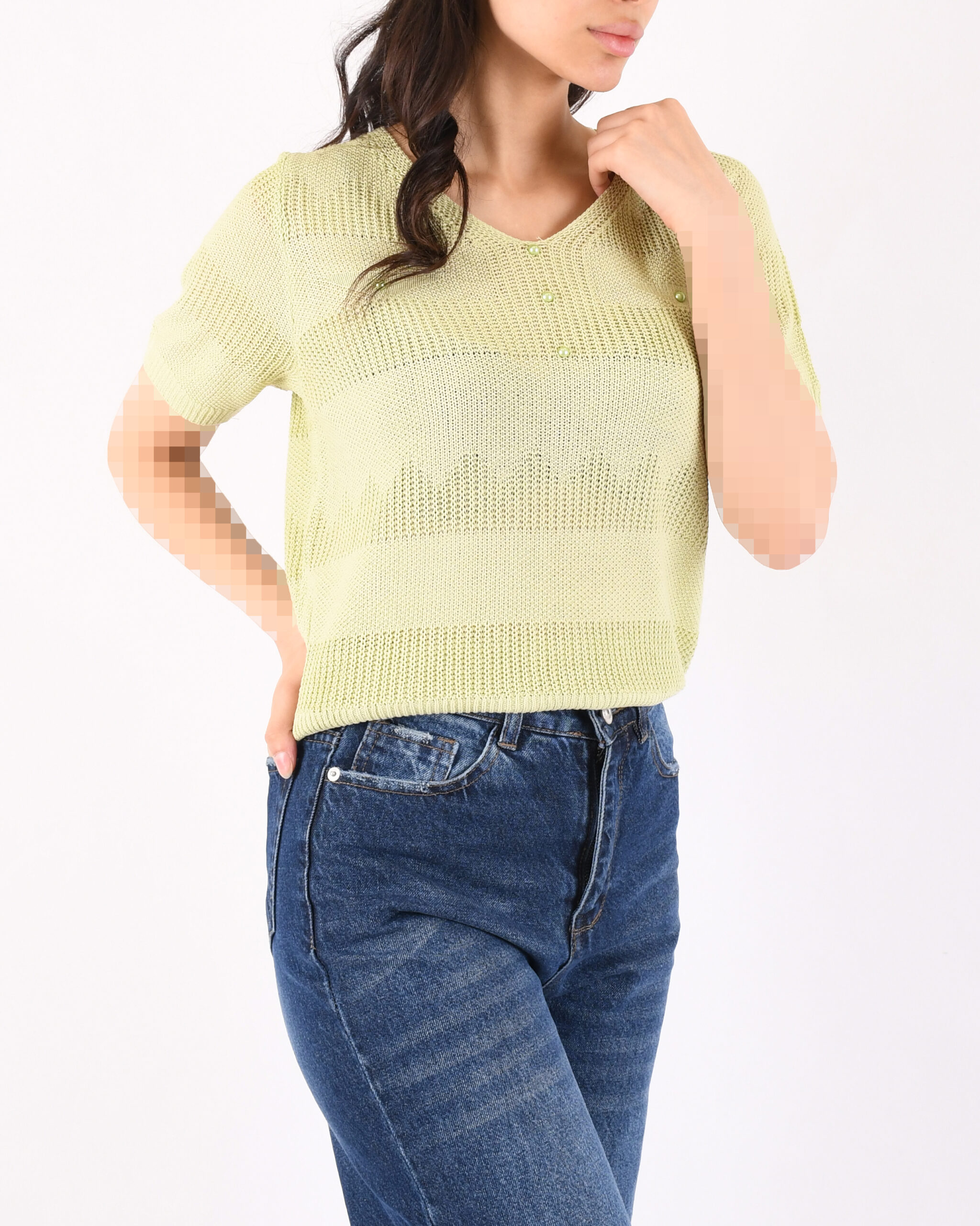 آستین کوتاه قلاب بافی L00419