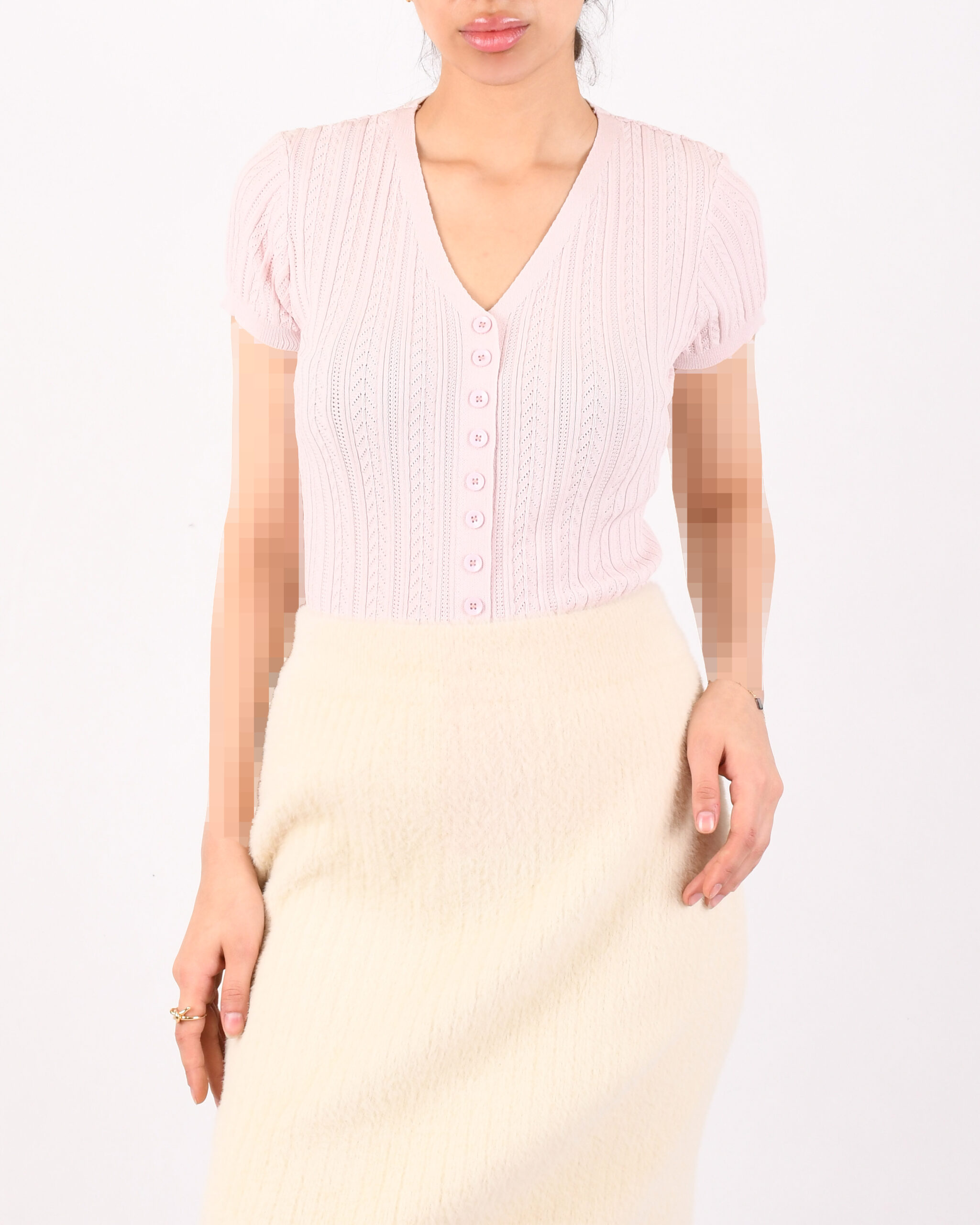 بافت آستین کوتاه  دکمه دار  L00396