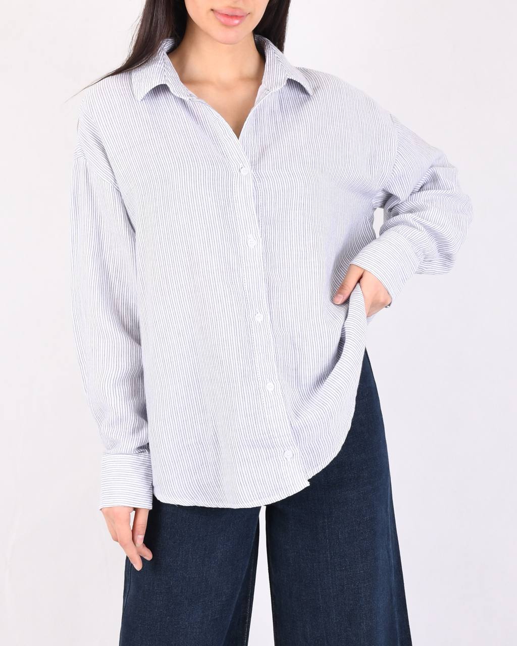 شومیز راه راه دبل فیس L00354