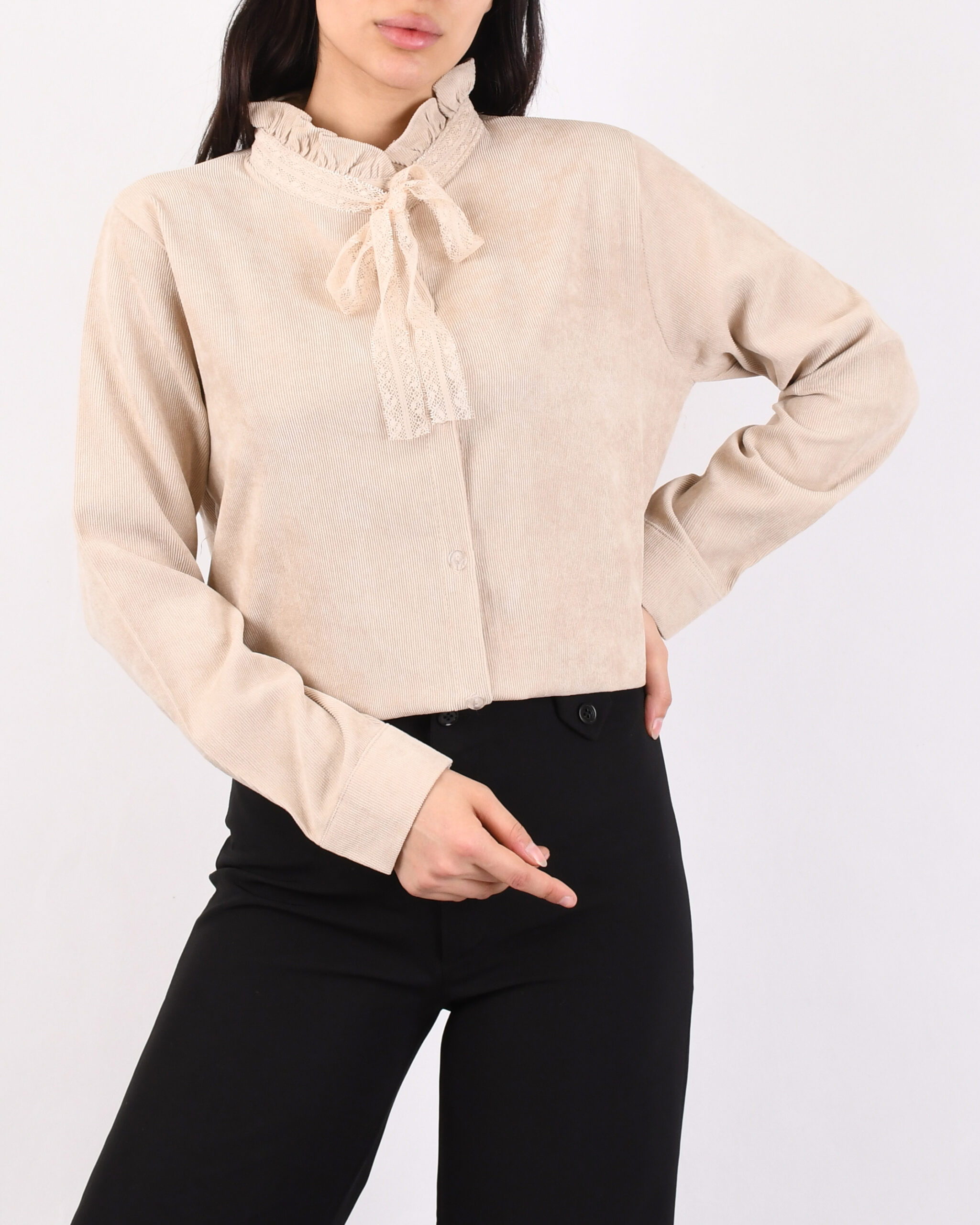 شومیز کبریتی یقه توری  L00482