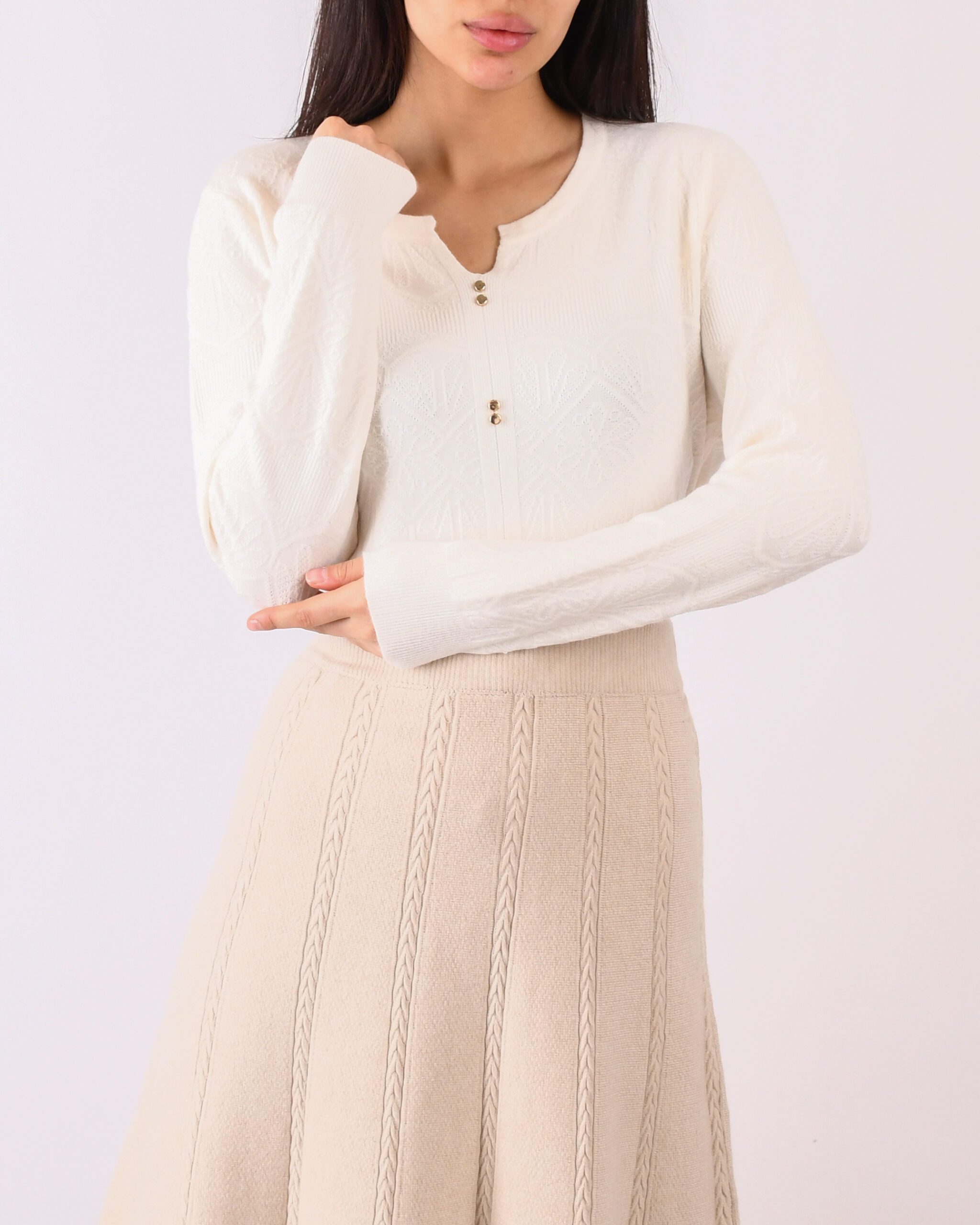 بلوز بافت دکمه نما L00281