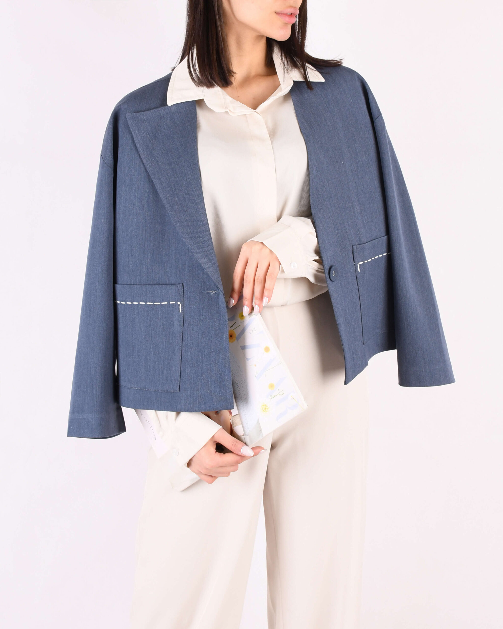 کت کراپ جلو جیب W0029