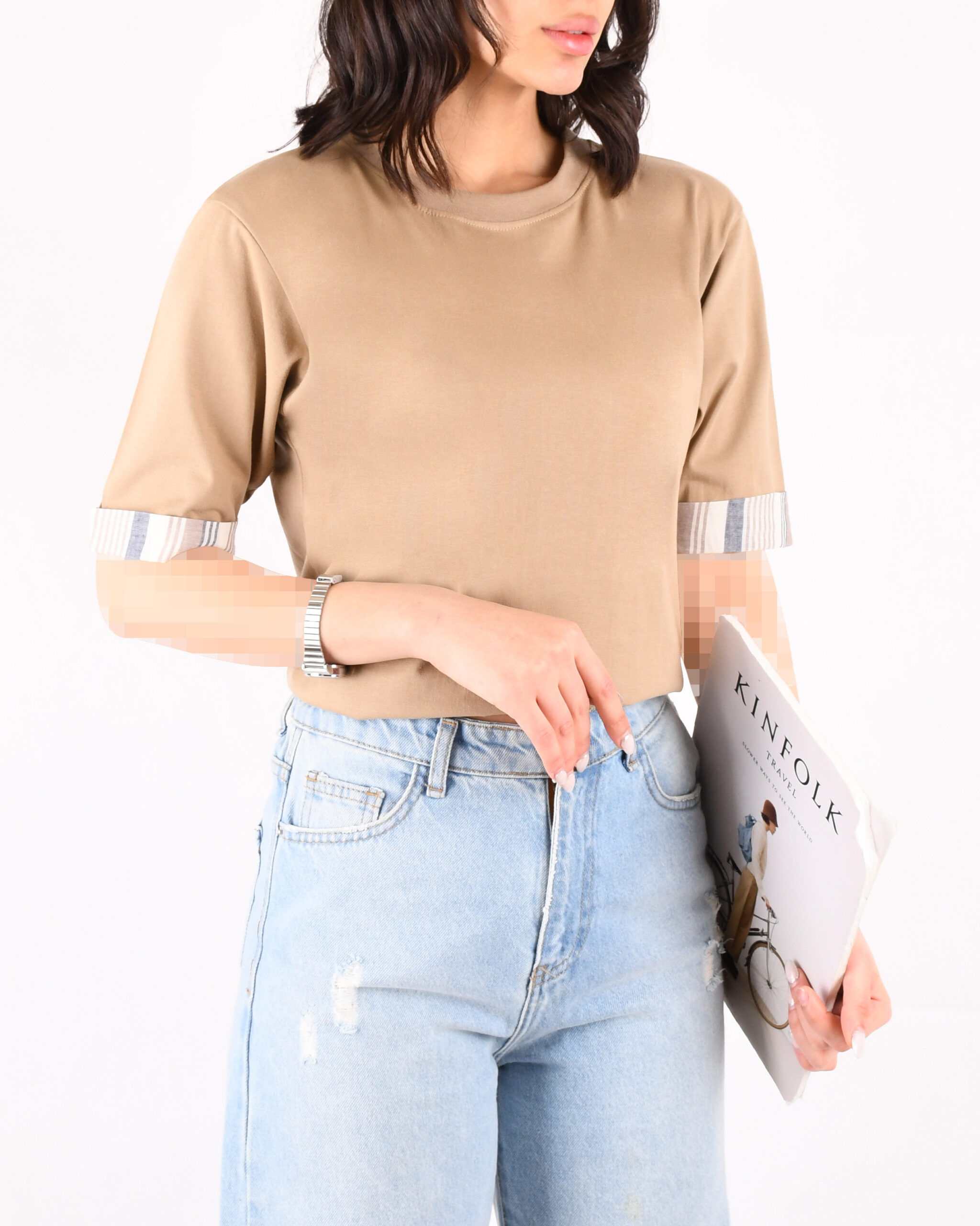 تیشرت آستین راه راه W0070