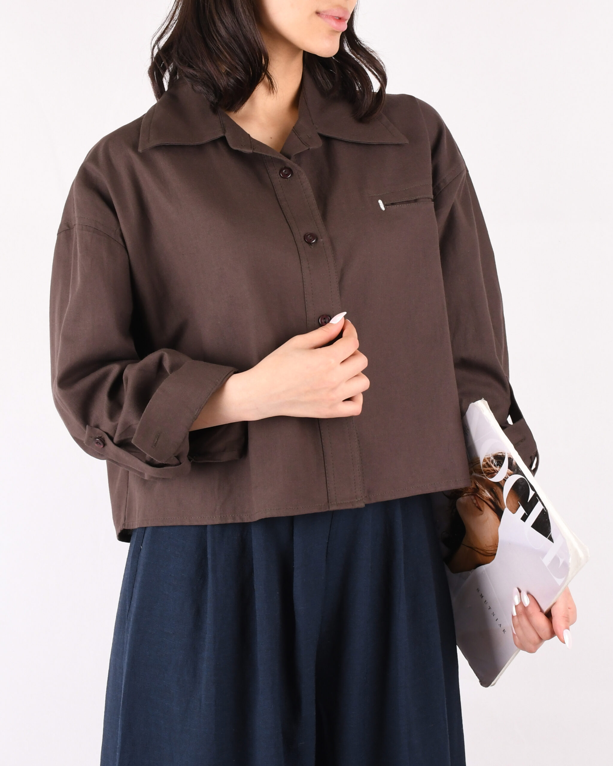 شومیز کراپ جیب نما W0063