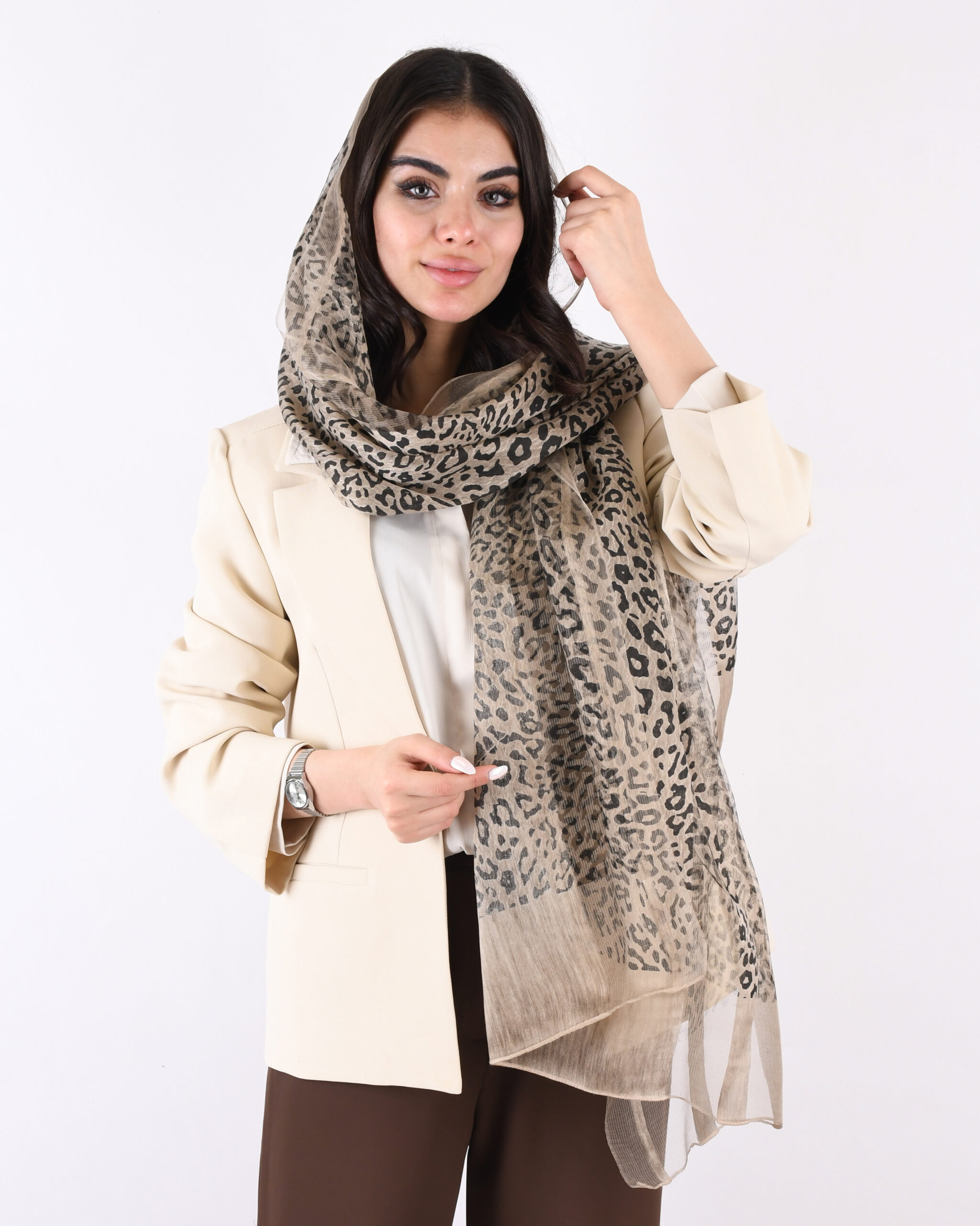 شال ابریشم تافته پلنگی S00881