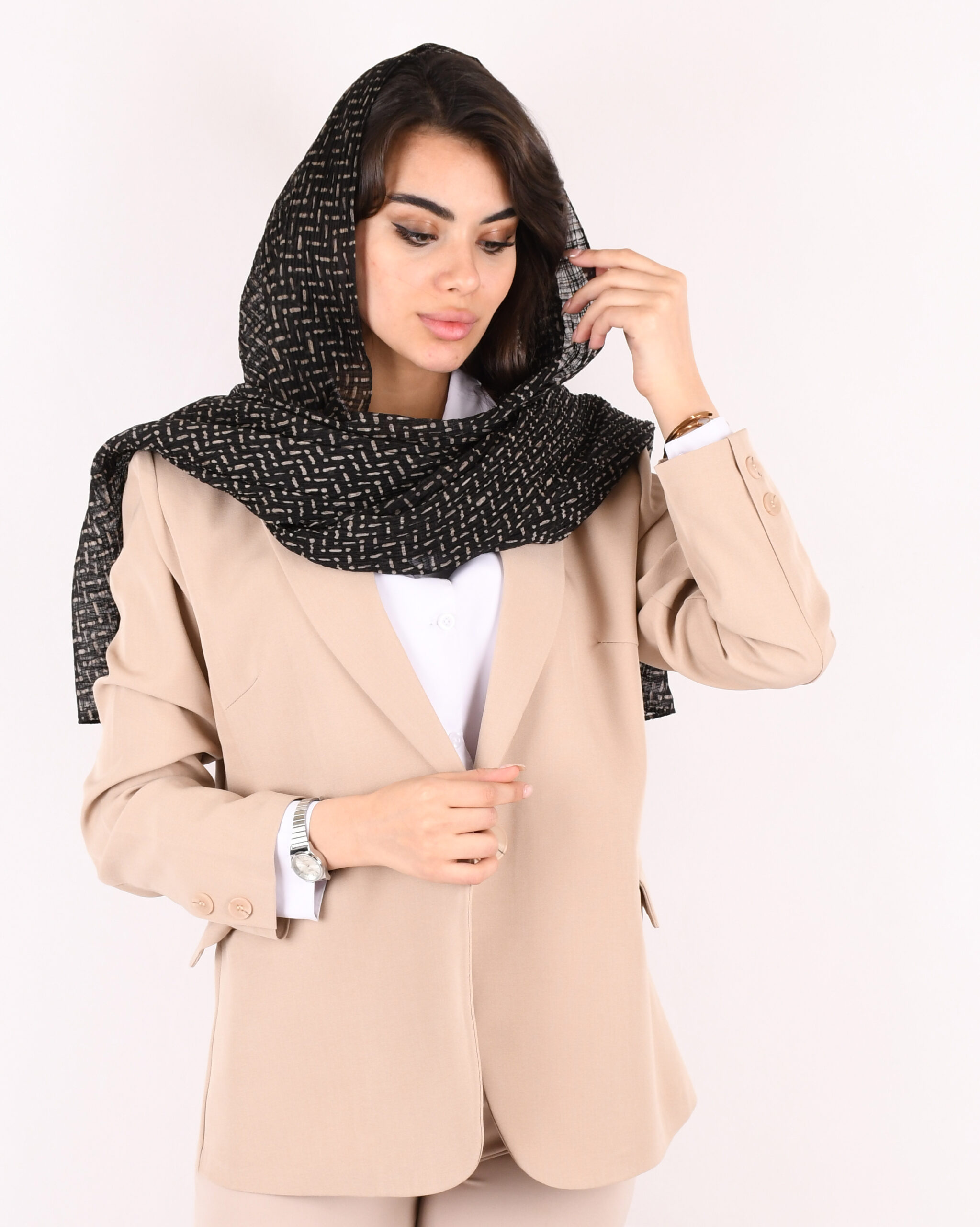 شال پلیسه طرحدار ( حریر ) S00901